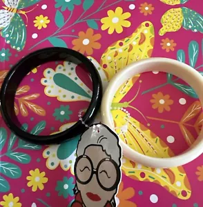 Iris Apfel X International Concepts Acrylic Bangles Set of 2 Black & White NewWT - Picture 1 of 5