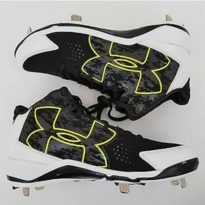 Under Armour UA Ignite Mid ST Baseball Cleats Size 10 Black High-Vis Yellow New - Image 1 of 4