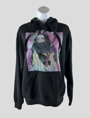 Женский пуловер с капюшоном Jon Lauren средний размер черный Nezuho Hamada графика - Изображение 1 из 4