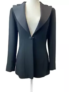 Ellen Tracy Jacket Blazer Womens Small Black Petite Casual Carrier Party - Picture 1 of 13