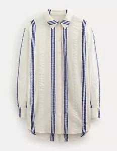 Boden Longline gestreiftes Shirt Gr. 12 weiß blau Baumwolle langarm NEU - Bild 1 von 23