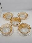 Vtg Anchor Hocking Fire King Iridescent Amber Bubble Glass 4.5" Bowl -Lot Of 5