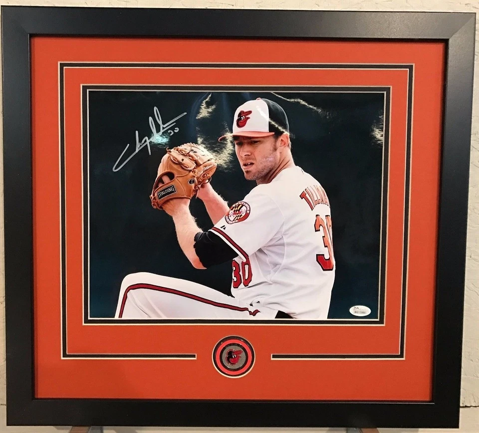 FRAMED SIGNED CHRIS TILLMAN BALTIMORE ORIOLES 11X14 PHOTO JSA COA - Image 1 of 2