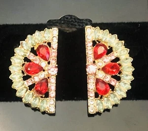 Nuevos Pendientes Estilo Boutique Brillantes Multicolor Estrás Sandía - Imagen 1 de 2