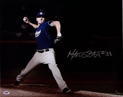 Mat Latos Signed Padres Baseball 16x20 Photo PSA/DNA COA Picture Autograph #d/38 - Image 1 of 4