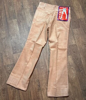 Flared Jeans | 1970s Deadstock Vintage Light Tan Cord Flare Jeans 34W 30L Retro - Image 1 of 4