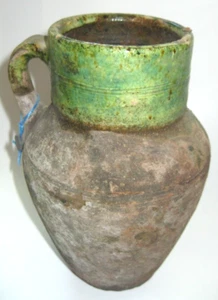 Antique CHINESE HAN-STYLE EARTHENWARE WITH GREEN GLAZE POT/PITCHER - Picture 1 of 11