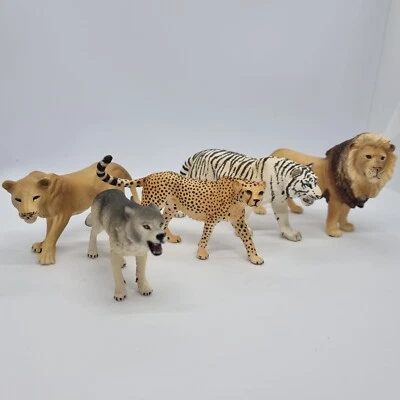 Pacote Schleich safári zoológico animal leões tigre chita e lobo - Imagem 1 de 4