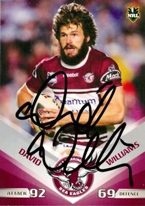 Signed 2010 MANLY SEA EAGLES NRL Card DAVID WILLIAMS Daily Telegraph - Picture 1 of 2