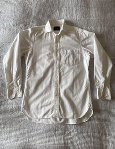 Drake's Inverted Pleat Oxford Shirt 16/41 White UK Made Button Down Spread L - Picture 1 of 17