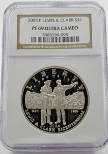 2004-P $1 Lewis & Clark Silver Commemorative PF69 Ultra Cameo NGC - Picture 1 of 2