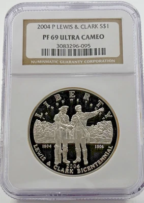 2004-P $1 Lewis & Clark Silver Commemorative PF69 Ultra Cameo NGC - Image 1 of 2