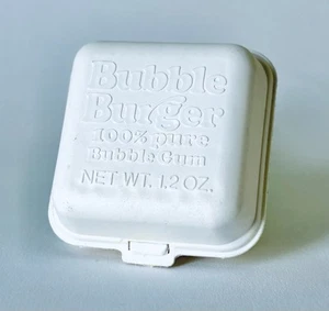 Vintage 1984 Fleer BUBBLE BURGER Bubble Gum 2,5" contenitore caramelle BIANCO MASSICCIO - Foto 1 di 3