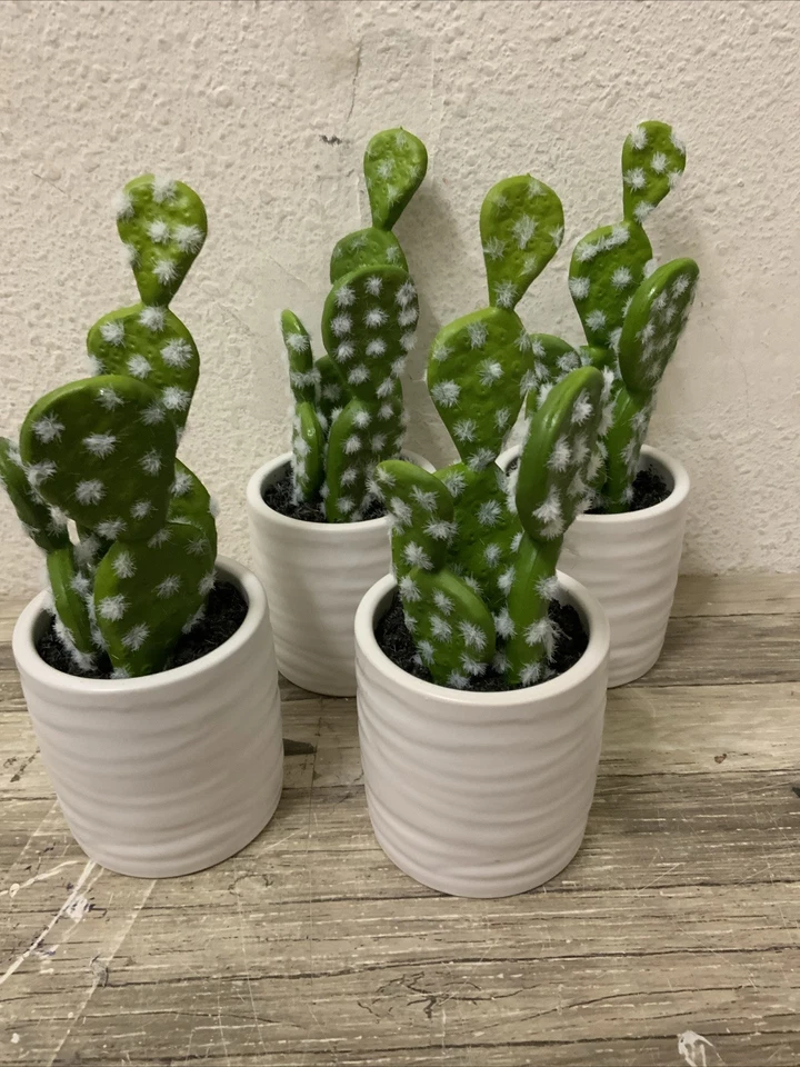  THRESHOLD Small Artificial Cactus - Plant in Pot Set 4 Pieces 7.5” ” 