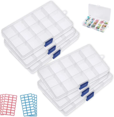 6 Stk Plastik Sortierbox Transparent Sortimentskasten Sortierbox Mit Verstellbar - Bild 1 von 4