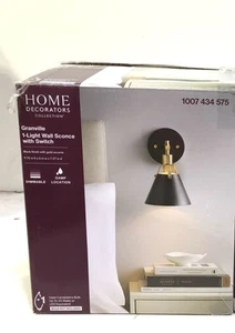 Home Decorators Granville 1-Light Matte Black & Gold Indoor Bath Light New - Picture 1 of 3