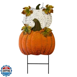 YUMBOR Metal Pumpkin Yard Stakes Fall Harvest Garden Lawn Yard Porch Outdoors - Picture 1 of 5