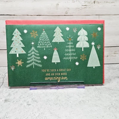 Tarjeta de Navidad American Greetings 6x8 increíble hijo pop up árboles verdes Foto 1 de 4