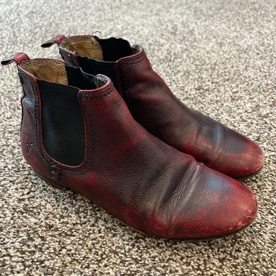 Frye Mujer Jillian Cuero Marrón Chelsea Botín Talla US 7 Rojo Foto 1 de 4