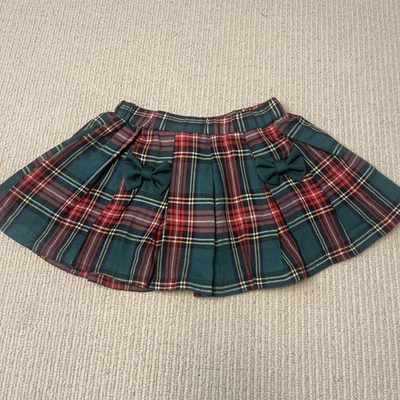 Falda tartán lazos niñas pequeñas vacaciones talla 2-3 años rojo verde Foto 1 de 4