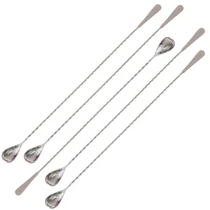 Cucchiaio da bar in vetro miscelatore cocktail 18" - manico lungo miscelatore bevande in acciaio inox... - Foto 1 di 8