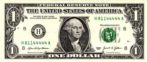 $1 2021 Fancy Serial H81144444A - Picture 1 of 1