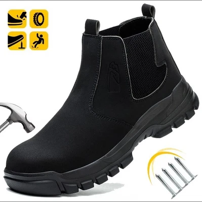Botas de trabalho masculinas biqueira de aço anti-esmagamento anti-perfuração construção tênis de segurança - Imagem 1 de 4