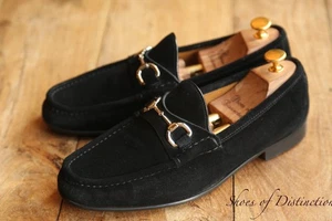 Gucci Black Suede Silver Bit Loafers Shoes Men's UK 8 US 9 EU 42 - Picture 1 of 11