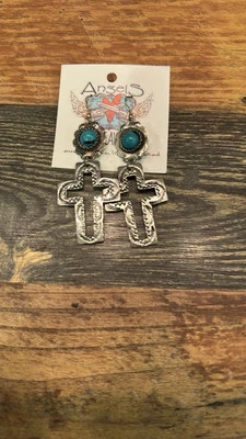 Pendientes colgantes de plata y turquesa nuevos con etiquetas de Angels & Outlaws Foto 1 de 2