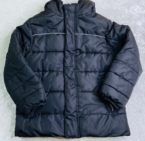 Swiss Tech Puffer Long Sleeve Hooded Black Zip Jacket Boys Kids Size S/CH (6-7) - Picture 1 of 6