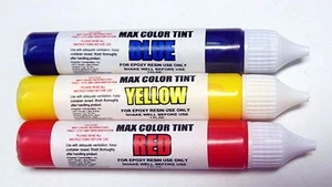 TRANSPARENT COLOR TINT KIT RED YELLOW BLUE 4 EPOXY RESIN 1.OZ EZ DISPENSE TUBES* - Picture 1 of 7