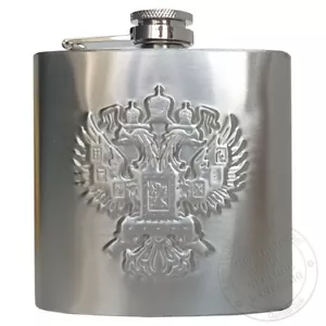 Flachmann Taschenflasche Taschenflachmann 270ml Edelstahl Wappen Russlands - Bild 1 von 1