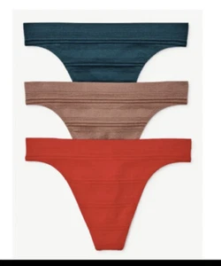 3 PAIR JOYSPUN SEAMLESS Stripe THONGS PANTIES SZ S 4-6 - Picture 1 of 4