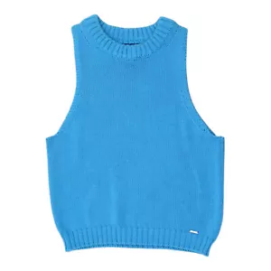 Chaleco suéter azul Diesel | Jersey tejido sin mangas de diseñador vintage para mujer - Imagen 1 de 4