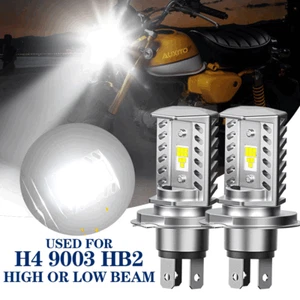 Pair H4 9003 HB2 LED Motorcycle Headlight Kit Hi/Low Beam HID White 6500K EOH US - Picture 1 of 9