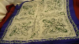 Blue green paisley type 32" square kerchief scarf S189 - Picture 1 of 3