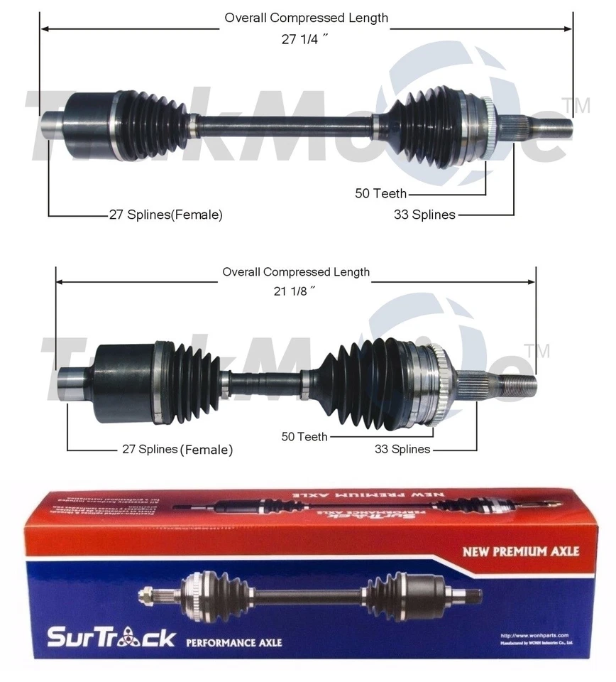 Juego de 2 ejes delanteros SurTrack CV para Chrysler LHS Base 2001 Std Asp Foto 1 de 1