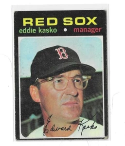 Eddie Kasko Boston Red Sox 1971 topps Baseball Card AL MLB #31 vtg No Creases Ex - Picture 1 of 2