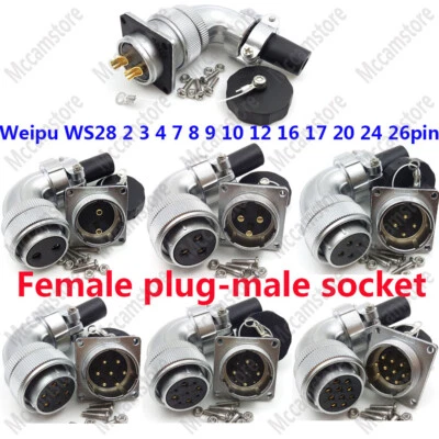 Weipu WS28 2-26 pin Elbow Panel Mount Connector Plug and Socket,Cable Connector - Image 1 of 4