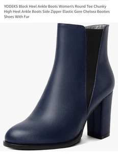 YODEKS Ankle Boots For Women Round Toe High Heel Boots Side Zipper/ Elastic Gore - Picture 1 of 5