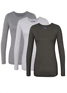 Sivvan 3 Pack Women’s Comfort Long Sleeve T-Shirt / Underscrub Tee Mixed Colors - Picture 1 of 119
