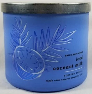 Bath Body Works Candle ICED COCONUT MILK Scented 3-wick Jar Wax - Picture 1 of 5