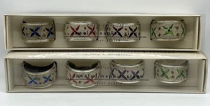 Pier 1 exklusive Serviettenringe mit bunten Schmucksteinen versilbert 8 Ringe - Bild 1 von 10