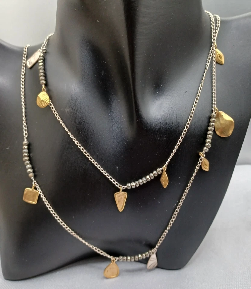 Collar Silpada Plata Esterlina Latón Pirita Pedal al Metal 36" Foto 1 de 3