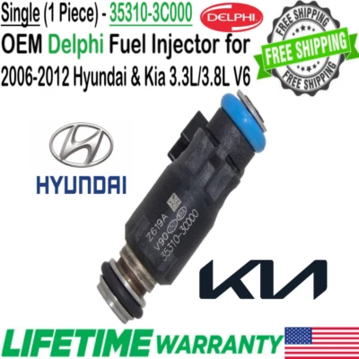 Genuine Flow Matched 1Pc Delphi Fuel Injector For 2009 Hyundai Genesis 3.8L V6 Foto 1 de 4