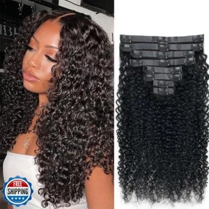 Seamless Curly Clip in Hair Extensions Echthaar Brazilian Virgin Human - Bild 1 von 5