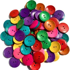100Pcs/Pack Wood Colorful Buttons Natural Horn Shape 2 Hole Scrapbooking Sewi... - Picture 1 of 8