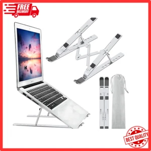 Laptop Stand Holder Riser Adjustable Aluminum Foldable Portable Tablets Silver - Picture 1 of 8