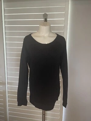Nueva Blusa Top Mujer BCG Negra Edredón Como Textura Patrón Manga Larga Grande L Foto 1 de 4