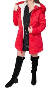 Giaccone Parka donna invernale rosso casual con giacca pelliccia interna - Bild 1 von 6